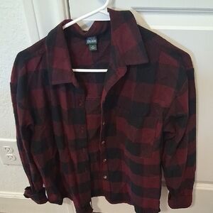 Red and Black Plaid Button-Up Shirt